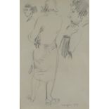 GLYN MORGAN pencil drawing - study of a standing female (possibly a preliminary drawing for a