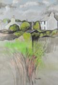 ROY OSTLE pastel - village scene, signed, 52 x 35cms Provenance: from the collection of the late Rev