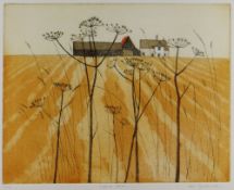 IOLA SPAFFORD limited edition (9/75) coloured etching - title in pencil to margin 'Suffolk Farm',