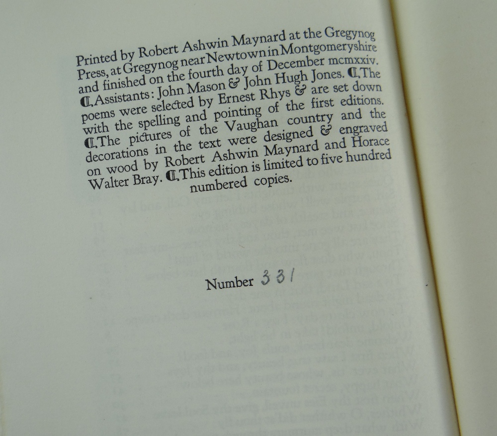 GREGYNOG PRESS VOLUME OF POEMS BY HENRY VAUGHAN No.331, dated 1924, printed by Robert Ashwin Maynard - Image 4 of 5