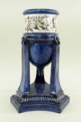 A RARE SWANSEA PEARLWARE CASSOLETTE elevated by three tall tapering legs with moulding and lion-head
