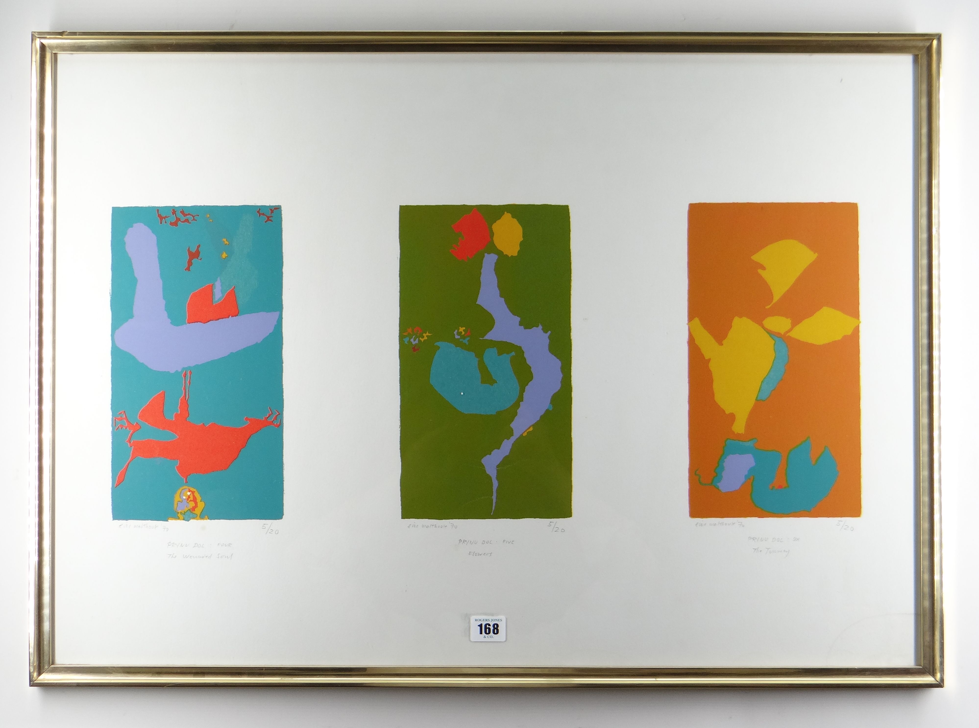 ERIC MALTHOUSE limited edition (5/20) triptych lithograph - entitled 'The Wounded Soul', 'Flowers' - Image 2 of 2