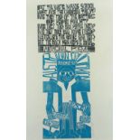 PAUL PETER PIECH two colour linocut poster - 'Human Rights and Justice for Aborigines' with