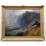 JOHN CUTHBERT SALMON RBA RCA oil on canvas - dramatic mountain ridge with weather closing and