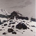 SIR KYFFIN WILLIAMS RA unsigned print - entitled 'Snow in Nant Peris', unsigned, 37.5 x 37cms