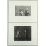 HARRY HOLLAND two artist's proof mono prints - figures, signed, both 28 x 38cms Provenance: