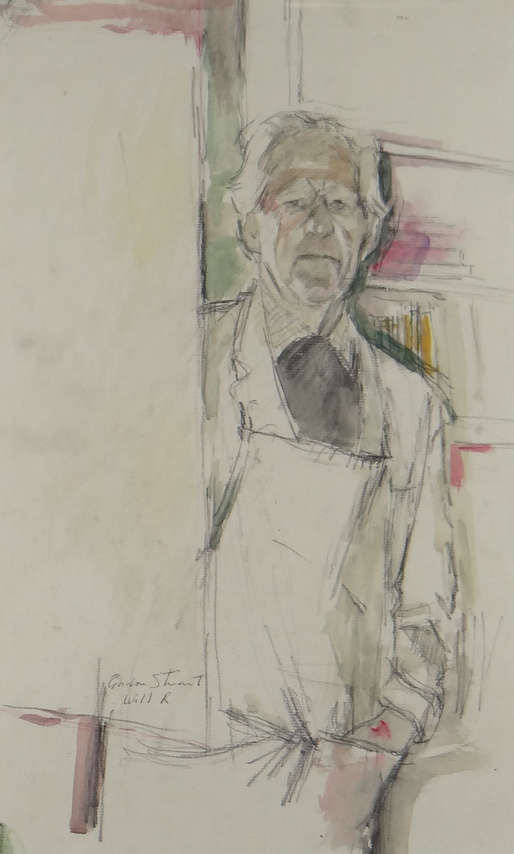 GORDON STUART mixed media on paper - three-quarter portrait of the artist Will Roberts, titled 'Will