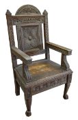 A 1908 EISTEDDFOD BARDIC CHAIR AWARDED TO REVEREND WILLIAM ALFA RICHARDS (1875-1931) in carved