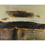 WILL ROBERTS oil on canvas - figure in field, entitled verso on Tegfryn Gallery label 'The Cloud