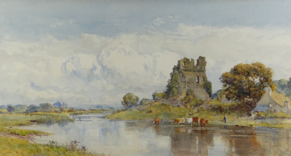 SIR ERNEST ALBERT WATERLOW RA (1850-1919) watercolour - 'Ogmore Castle, South Wales', river