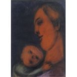 CHARLES BURTON pastel - entitled verso on Ffin-y-Parc Gallery label 'Mother and Child, 1958', signed