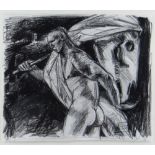 CLIVE HICKS-JENKINS pastel - figure with Mari Lwyd hobby-horse, 23 x 28cms Provenance: private