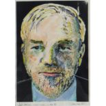 JACK JONES mixed media - title to margin 'Self-Portrait, Aged 55', signed and dated March 1991, 24 x