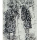 GORDON STUART crayon on paper - two ladies in conversation, signed, 25 x 22cms Provenance: estate of