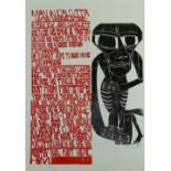 PAUL PETER PIECH two colour linocut poster - 'Man in Calcutta' (after Yannis Ritsos) a poem by