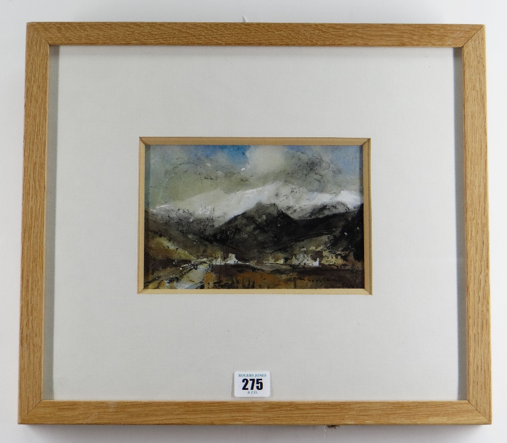 WILLIAM SELWYN mixed media - Eryri winter landscape, entitled verso 'Drws y Coed', signed, 13 x - Image 2 of 2