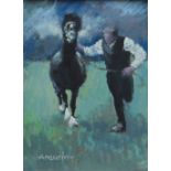 ANEURIN JONES acrylic - Welsh cob and handler, signed, 38 x 28cms Provenance: private collection,