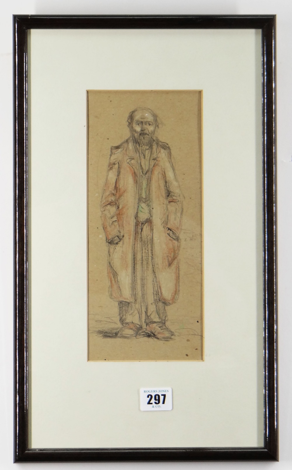 BRITISH / WELSH SCHOOL pencil with colour - entitled verso 'Old Man from Merthyr', unsigned, 26 x - Image 2 of 2