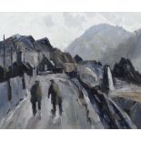 GARETH PARRY oil on canvas - north Wales (Bethesda possibly) street scene with two gentleman