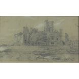 ATTRIBUTED TO WILLIAM WESTON YOUNG pencil on brown paper, laid down - view of the ruins of Neath