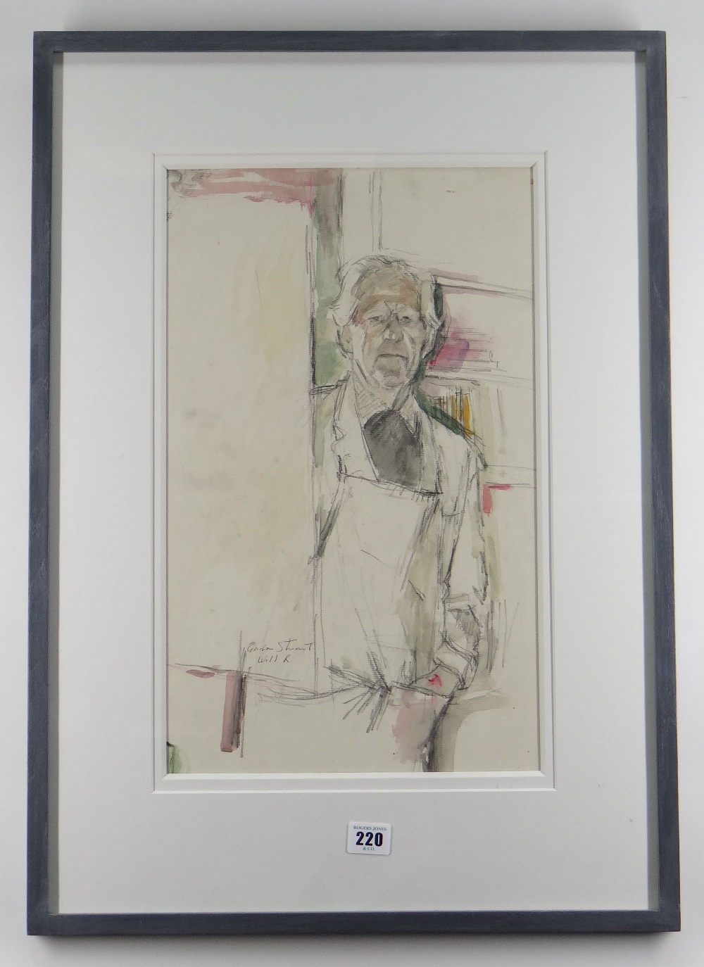 GORDON STUART mixed media on paper - three-quarter portrait of the artist Will Roberts, titled 'Will - Image 2 of 2
