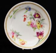 A SWANSEA GLASSY PORCELAIN PLATE DECORATED BY HENRY MORRIS of non-moulded circular form, floral