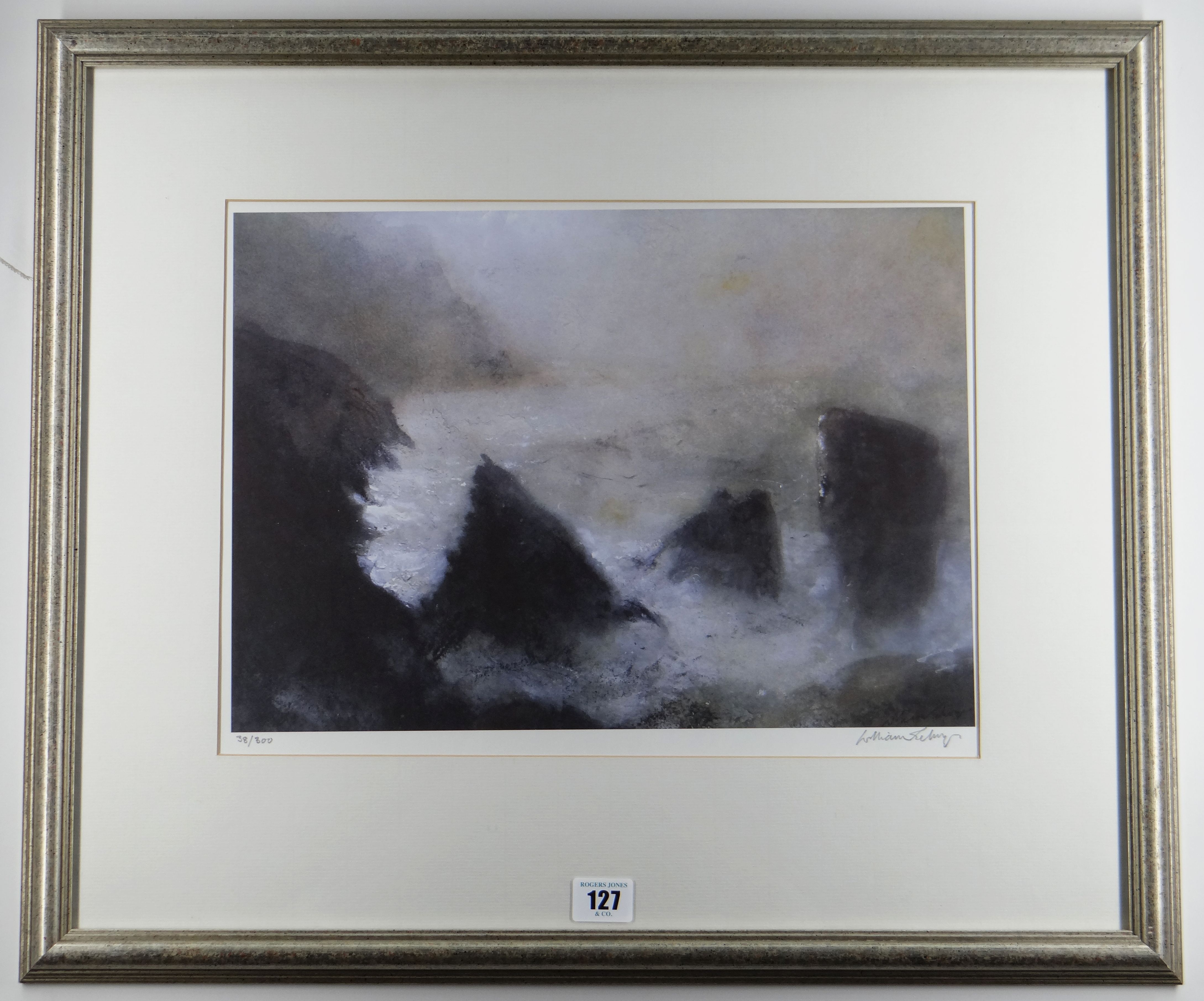 WILLIAM SELWYN limited edition (38/300) print - waves crashing onto rocky coastline, entitled - Image 2 of 2