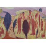 EVAN WALTERS oil on canvas - group of standing figures, unsigned, 37 x 52cms Provenance: private
