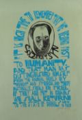 PAUL PETER PIECH two colour linocut poster - Alexander Solzhenitsyn 'It's High Time to Remember That