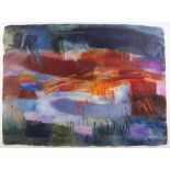 MARY LLOYD JONES mixed media - landscape, entitled verso on Martin Tinney gallery label 'Rhosdir',