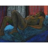 CLAUDIA WILLIAMS pastel - study of a reclining female nude, entitled verso 'Looking Towards the