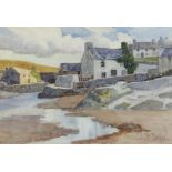 JOHN MCDOUGAL watercolour - fishing village, probably Ynys Mon, signed, 24 x 34cms Provenance: