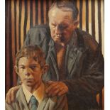 ED POVEY oil on canvas - entitled 'Guarding Your Sources', 44.5 x 39.5cms Provenance: purchased by