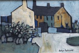 ARTHUR PRITCHARD oil on board - Ynys Mon village street, signed, 19 x 26cms Provenance: private