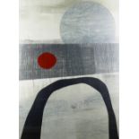 SALLY JAMES THOMAS mixed media comprising acrylic, linocut, stitch and found object on collage -