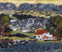 GWILYM PRICHARD early career oil on board - entitled verso 'Yellow Sky Anglesey', signed and dated