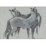 WILLIAM SELWYN watercolour - two standing ponies, signed, 5.5 x 5.75cms Provenance: private