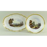 TWO SWANSEA PORCELAIN DISHES DECORATED IN LANDSCAPES BY GEORGE BEDDOWS comprising fluted oval
