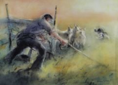 WILLIAM SELWYN limited edition (125/300) colour print - shepherd, signed fully in pencil, 34 x