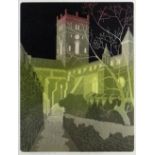 BERNARD GREEN limited edition (5/75) linocut - entitled in pencil 'St. David's, Cathedral at Night',