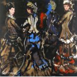 DONALD MCINTYRE mixed media - study of four ladies, 'Belle Demoiselles', signed in full and with