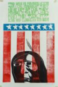 PAUL PETER PIECH four colour linocut poster - relating to the exploitation of the American Sioux,