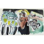 WILLIAM BROWN mixed media on paper - entitled verso 'Venus of Blaengwynfi / Mari Lwyd', dated