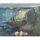 WILL ROBERTS oil on canvas - entitled verso 'Gower Coastline, 1983', signed verso, 50 x 59cms