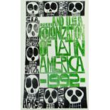 PAUL PETER PIECH two colour linocut poster - relating to the USA colonisation of Latin America,