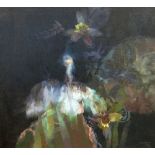 GLYN MORGAN oil on canvas - entitled verso 'Owl Over a Lily Pond' , signed 'Morgan', dated 1978, 113