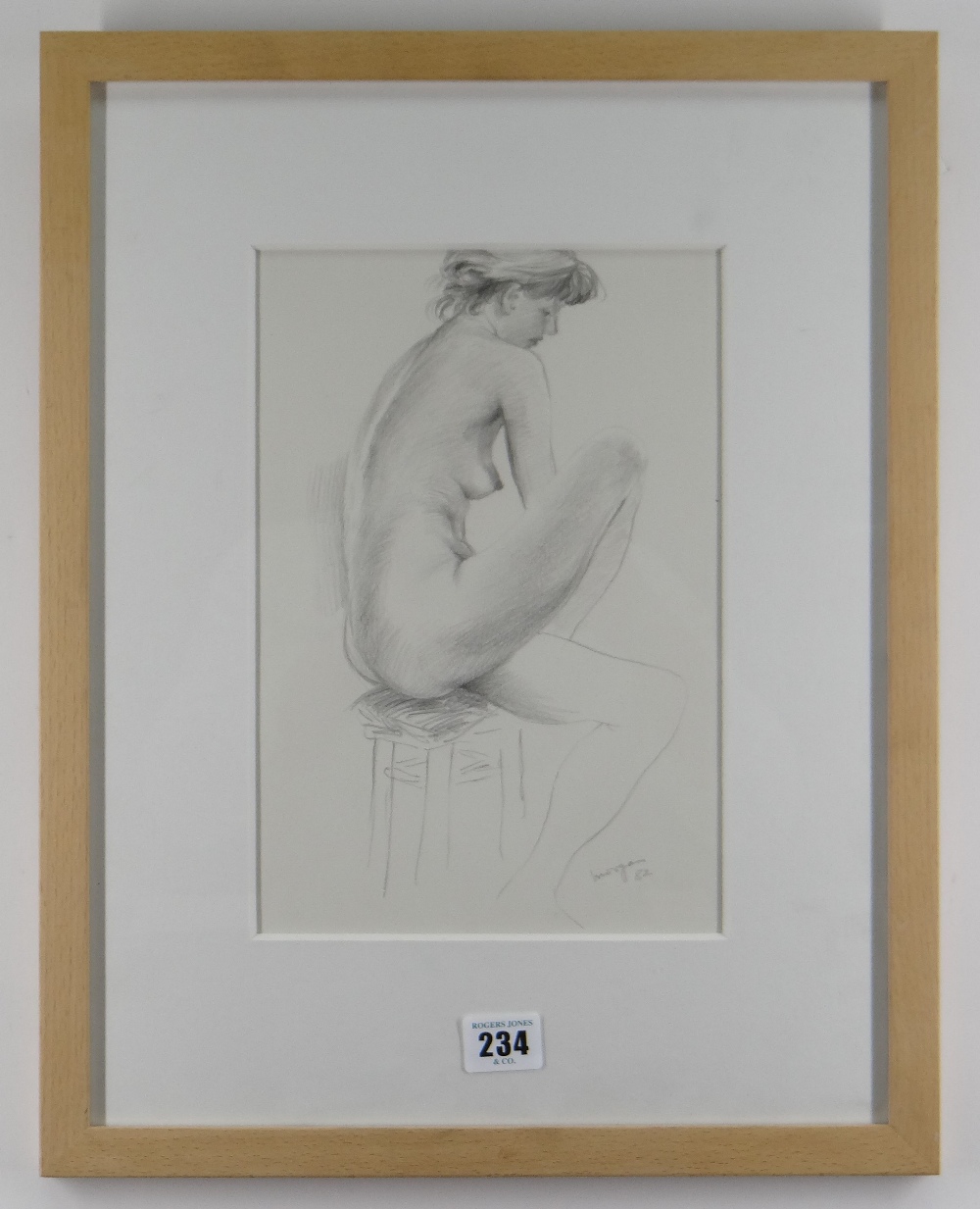 GLYN MORGAN pencil drawing - study of a seated nude female, signed and dated '82, 28 x 19cms - Image 2 of 2
