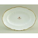 A SWANSEA PORCELAIN OVAL DISH WITH CREST 'Duw ar fy Rhan', of lobed form with typical moulding of