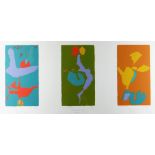 ERIC MALTHOUSE limited edition (5/20) triptych lithograph - entitled 'The Wounded Soul', 'Flowers'