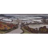 DAVID LLOYD GRIFFITH oil on panel - winter landscape with lane, entitled verso 'Dyffryn Ogwen',